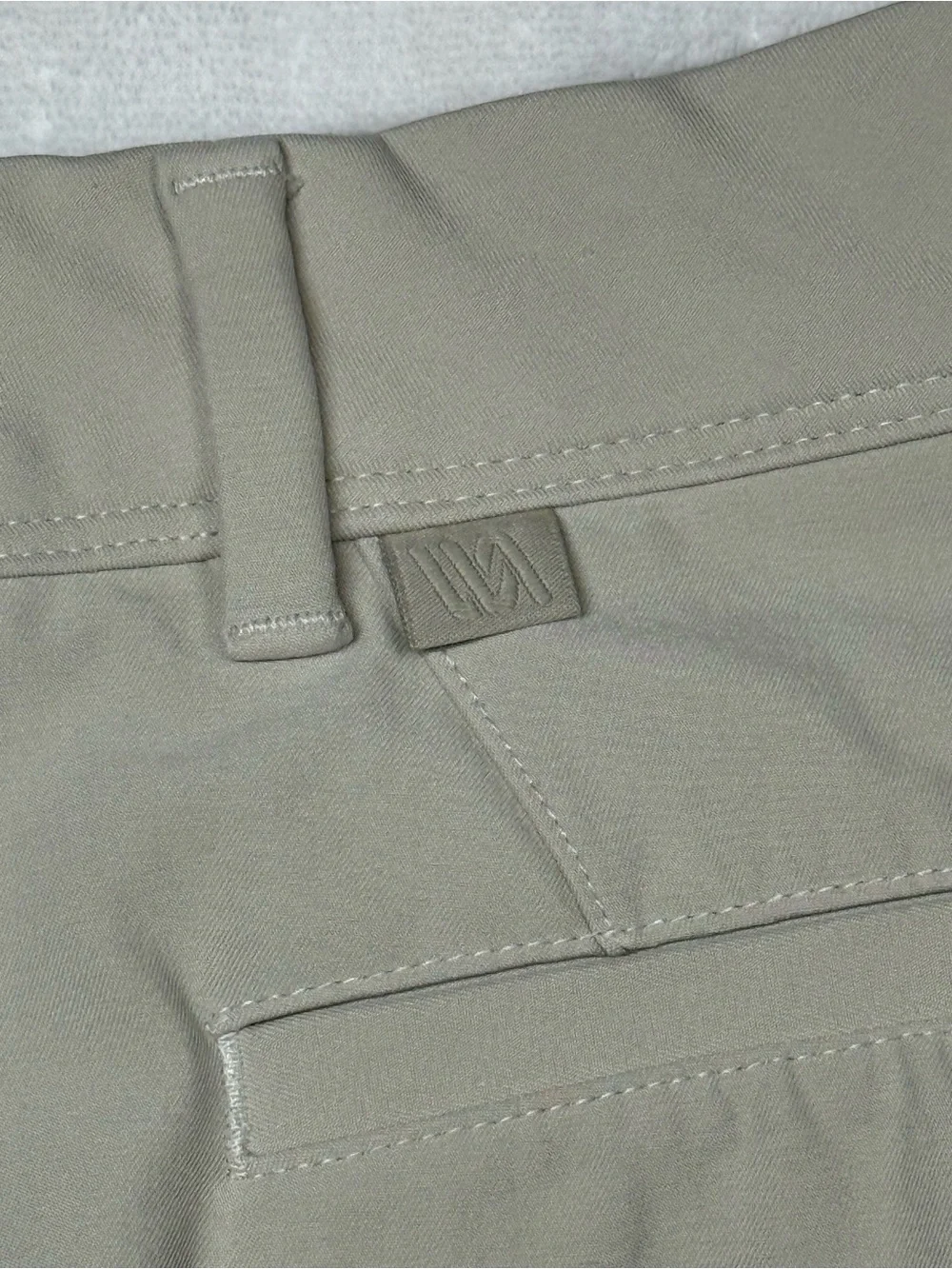 VRST Men's Flat-Front Shorts in tan with Discreet Logo Tab